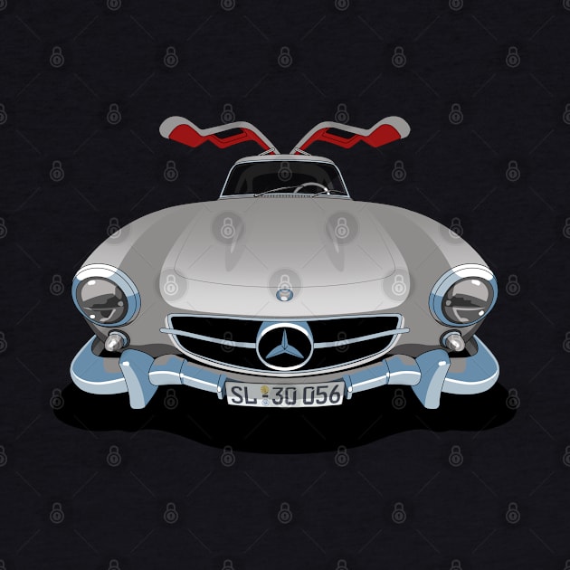 Mercedes Benz 300SL Gullwing in silver by candcretro